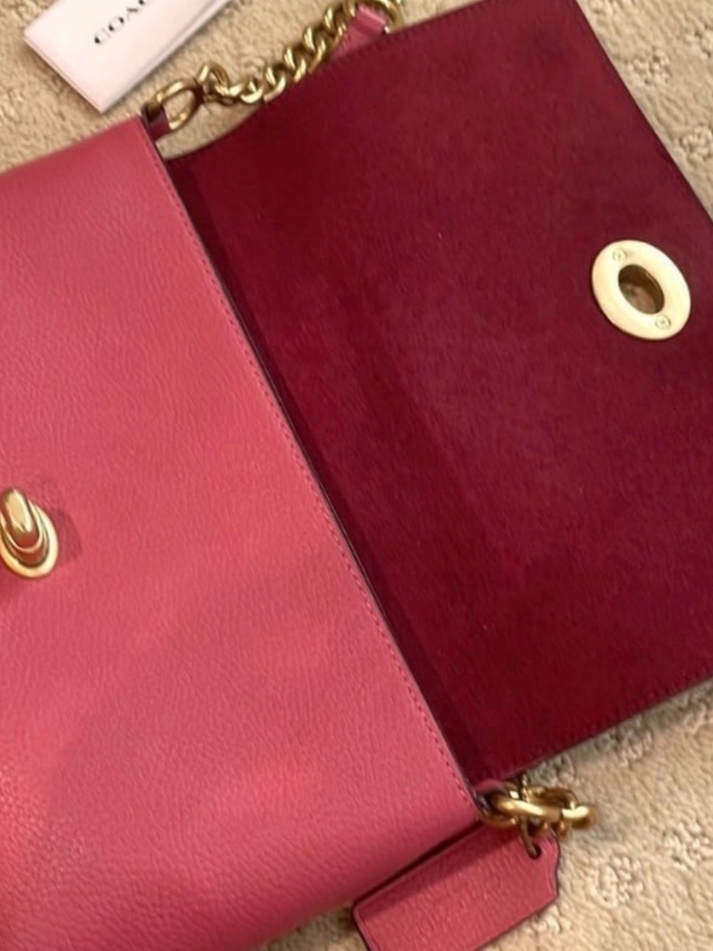 Coach Pink Leather Turnlock Crossbody Clutch - Picture 5 of 9